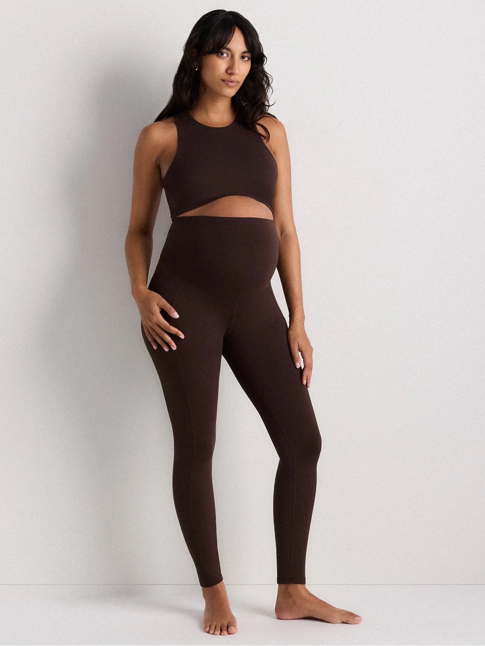 Quince Ultra-Form Maternity Pocket Leggings Espresso Brown Autumn